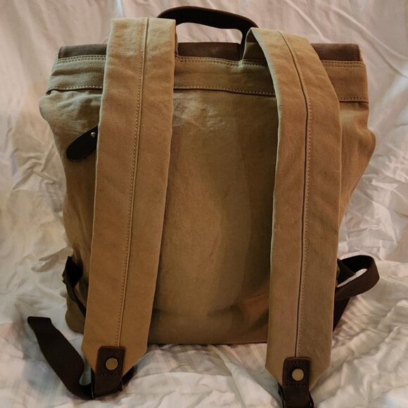 Waterproof Canvas Leather Unisex Backpack handmade by RockCow. - Picture 3 of 4
